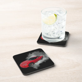 Rood korvet met grijze, verwijderbare achtergrond  bier onderzetter