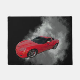 Rood korvet met grijze, verwijderbare achtergrond  deurmat