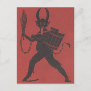 Rood Krampus mandje keten Tongue Briefkaart
