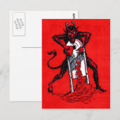 Rood Krampus Snijdend Hart Heartbreaker Briefkaart (Voorkant / Achterkant)