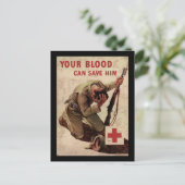 Rood kruis je bloed kan hem redden briefkaart (Staand voorkant)