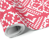 Rood kruissteek Russisch Patroon Cadeaupapier (Rol Hoek)