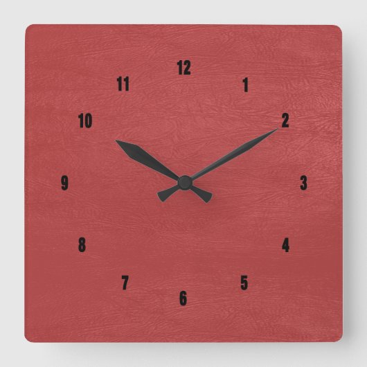 Rood kunstleder vierkante klok (Voorkant)