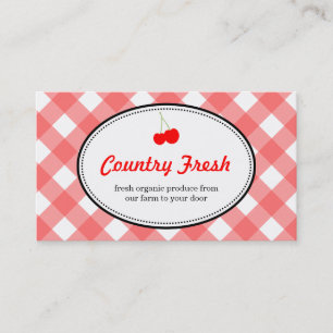 Rood land gingham patroon zoete kersen producten visitekaartje