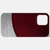 Rood leder en geborsteld staal afdrukken Case-Mate iPhone case (Achterkant (horizontaal))