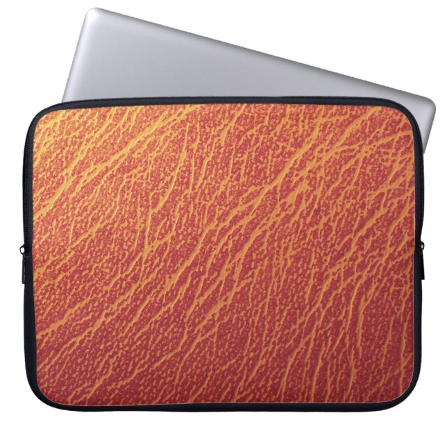 Rood leder in rackvorm laptop sleeve (Voorkant)