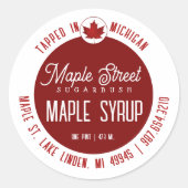 Rood leder Logo en staatsnaam Maple Syrup Label (Voorkant)