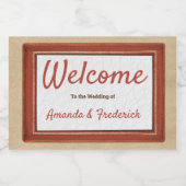 Rood leder op Cream Suede Sparkling Wijnetiket (Enkel label)