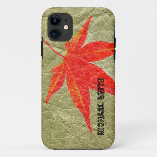 rood leder op leder iPhone 11 hoesje