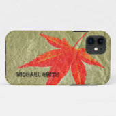  rood leder op leder Case-Mate iPhone case (Achterkant (horizontaal))