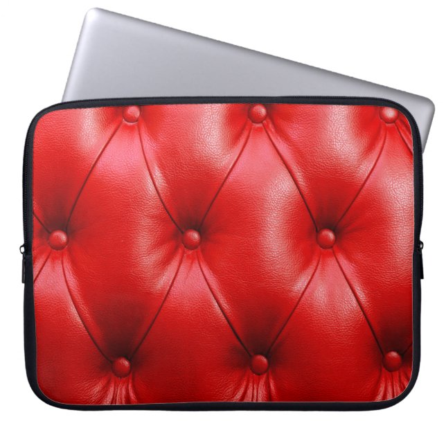 Rood leder textuur laptop sleeve (Voorkant)