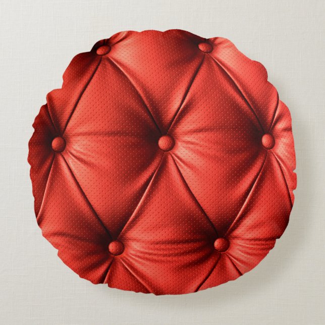 Rood leder, textuur rond kussen (Voorkant)
