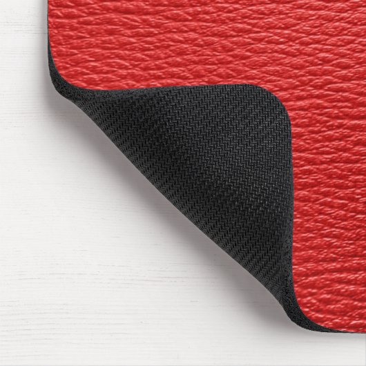 Rood lederen patroon look- Custom Monogram Muismat (Hoek)
