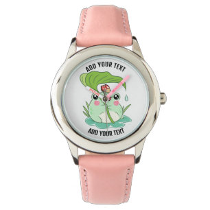 Rood lederen riem van roestvrij kind horloge