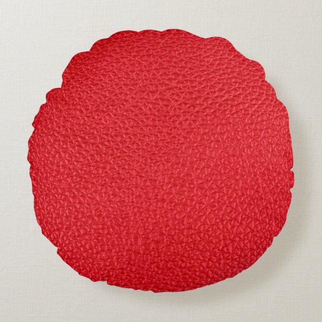 Rood lederen textuur rond kussen (Voorkant)