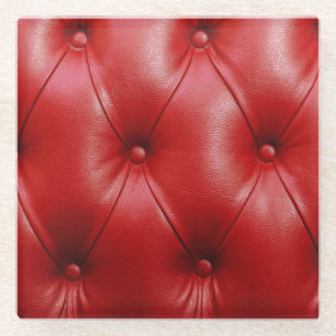 Rood leer: bekledingspatroon elegantie. glazen onderzetter
