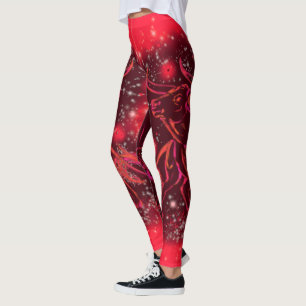 Rood Leggings Bull op Sterrennacht