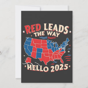 Rood leidt de weg Hallo 2025 inauguratie Trump Feestdagenkaart