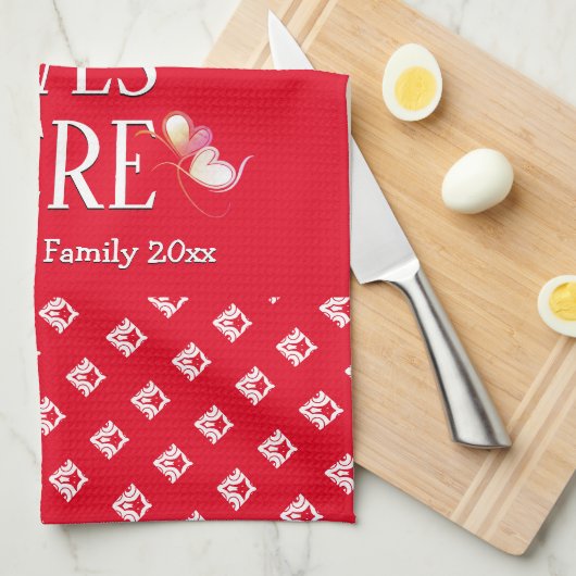 Rood | LEVENDE LEVENS HIER | Stijlvol, persoonlijk Theedoek (Quarter Fold)