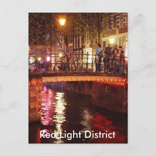 Rood Lichtdistrict 's nachts Briefkaart (Voorkant)