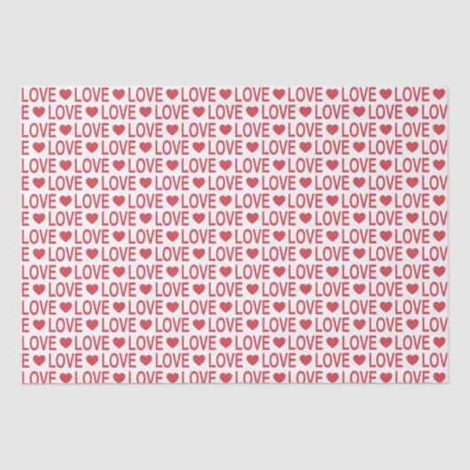 Rood Liefde Patroon Tissue Paper Tissuepapier (Voorkant)