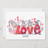 Rood Liefdeswoord Met Waterverf Gnomen Valentijnse Feestdagenkaart (Voorkant)