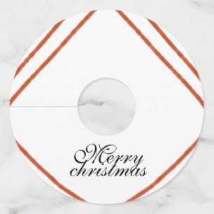 Rood lijst waterverf vrolijk kerstfeest in jouw na wijnglaslabel