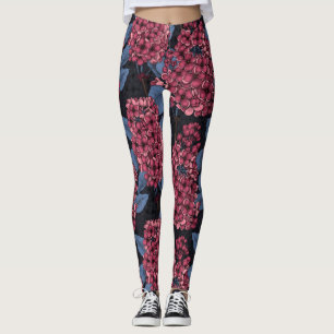 Rood lila op donkerblauw leggings
