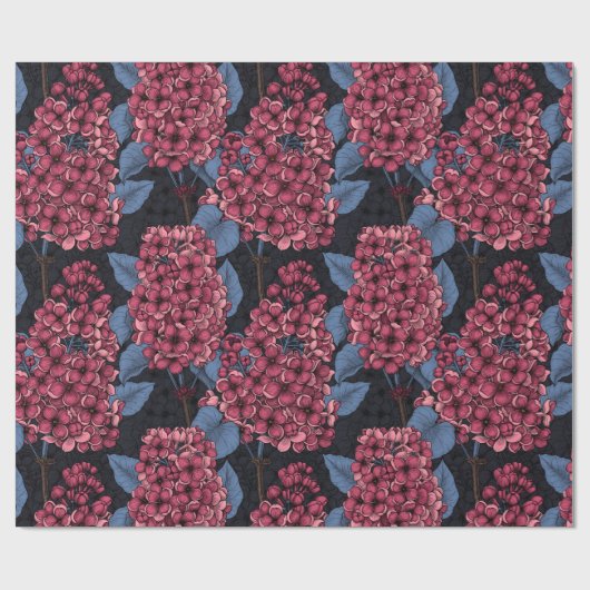 Rood lila op donkerblauw verpakkingspapier cadeaupapier (Vlak)