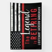  Rood Line Firefighter Retirement Party Spandoek (Verticaal)