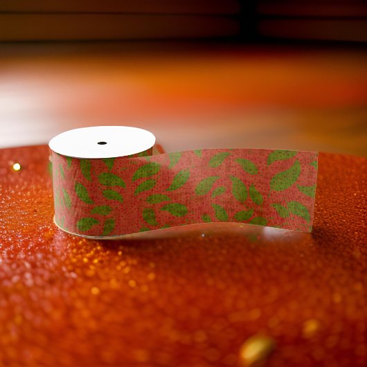 Rood lint met groene bladeren kerststijl