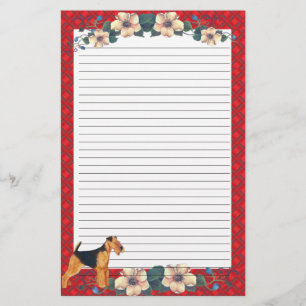 Rood lint, met peren uitgelijnd briefpapier
