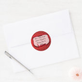 Rood lint op bakstenen kerst ronde sticker (Envelop)