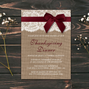 Rood lint op schoot en kant Thanksgiving Kaart
