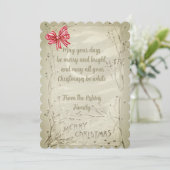  rood lint oude stijl kerst feestdagenkaart (Staand voorkant)