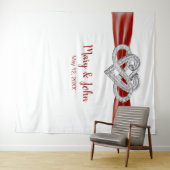 Rood lintje oneindige hartbruiloft achtergrond wandkleed (In Situ (horizontaal))