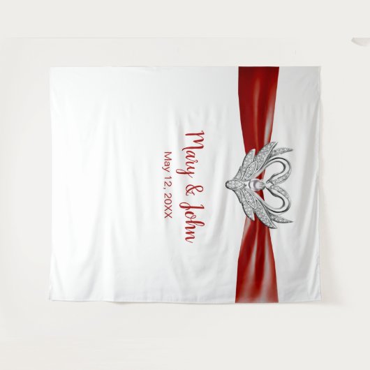 Rood lintje Silver Swans Weddenschap Wandkleed (Voorkant (horizontaal))