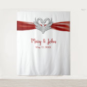 Rood lintje Silver Swans Weddenschap Wandkleed (Voorkant)