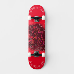 Rood lopend Bull bij de Tekst van de Sterrennacht Skateboard