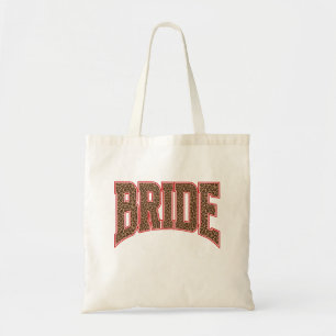 Rood + Luipaardprint Varsity BRUID Tote Bag