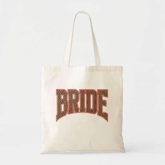 Rood + Luipaardprint Varsity BRUID Tote Bag (Voorkant)