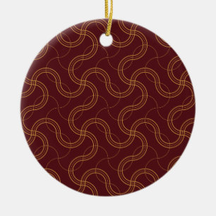 Rood Luxe Wavy Stripes Patroon Keramisch Ornament
