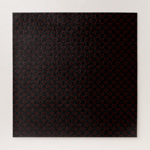 Rood-mageremelkpatroon op zwart, moeilijk legpuzzel