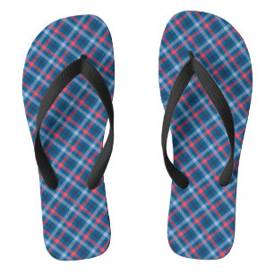 Rood Marineblauw Lichtblauw Geruit Schots Geruit  Teenslippers