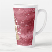 Rood Marmer Goud Glitter Kerstboom Latte Mok (Rechts)