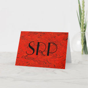 Rood marmerend monogram feestdagen kaart