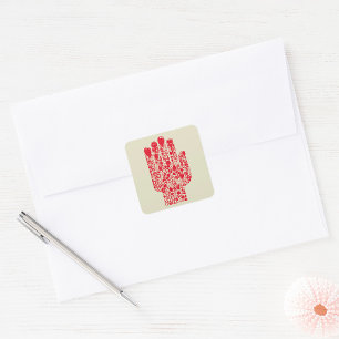 Rood Medisch Hand Symbool Gezondheidszorg Vierkante Sticker