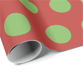 Rood Medium-Light Green Polka Dots Eenvoudige Retr Cadeaupapier (Rol Hoek)