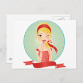 Rood meisje briefkaart (Voorkant / Achterkant)