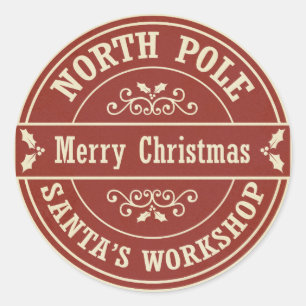  rood Merry Christmas North Pole sticker